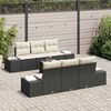 vidaXL Set Divano da Giardino con cuscino 7 pcs Nero polyrattan