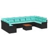 vidaXL Set Divano da Giardino con cuscino 11 pcs Nero polyrattan