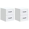 vidaXL Mobiletto da notte a muro 2 pcs Bianco 34,5 x 33 x 40 cm