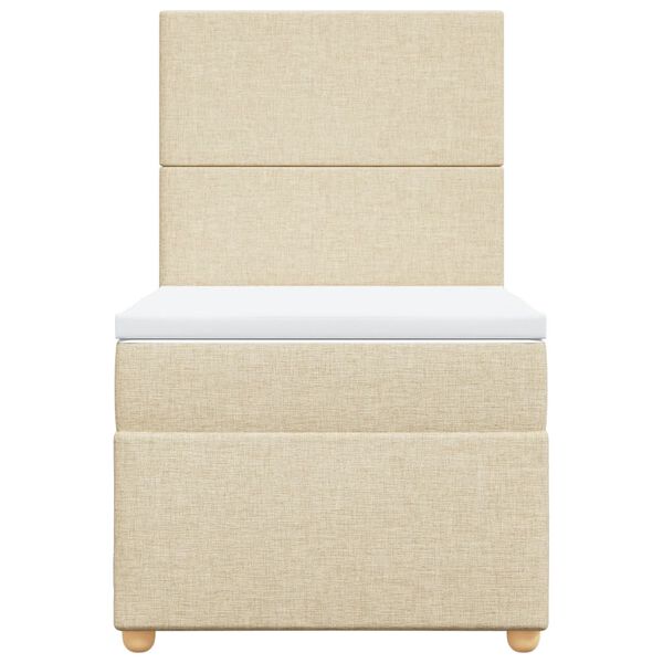 vidaXL Giroletto a Molle con Materasso Crema 100x200 cm in Tessuto