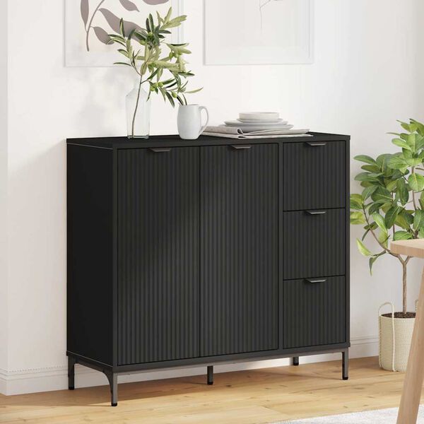 vidaXL Credenza con cassetto Nero 89,5 x 33 x 82 cm Legno multistrato