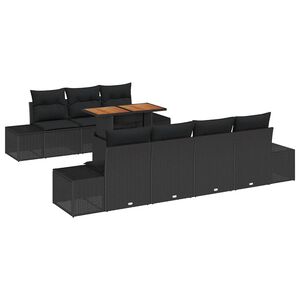 vidaXL Set Divano da Giardino 8 pz Nero polyrattan
