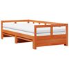 vidaXL Divano Letto con Rotelle e Materasso Marrone Cera 80x200cm Pino