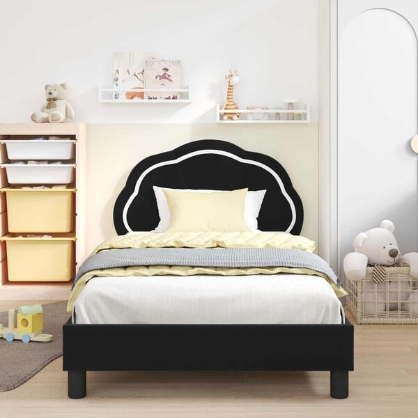 vidaXL Struttura letto bambini con testata Nero 90 x 190 cm Velluto