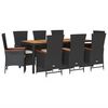 vidaXL Set da Pranzo da Giardino 9 pz con Cuscini Nero in Polyrattan