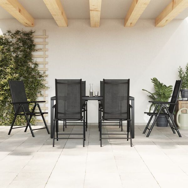 vidaXL Set da Pranzo da Giardino 7 pz Nero in Alluminio