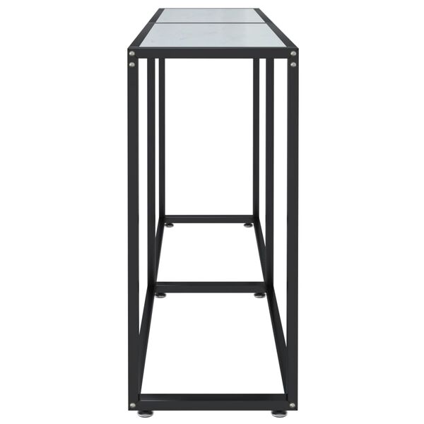 vidaXL Tavolo Consolle Bianco Marmo 140x35x75,5 cm in Vetro Temperato
