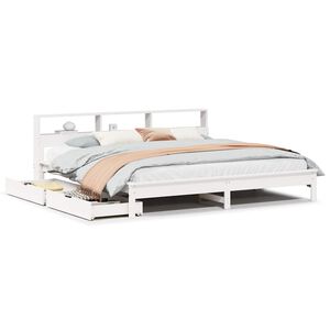 vidaXL Letto Libreria senza Materasso Bianco 200x200 cm Legno di Pino