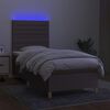 vidaXL Letto a Molle con Materasso e LED Tortora 100x200cm in Tessuto