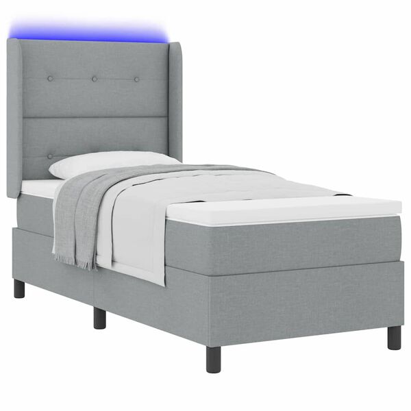 vidaXL Letto a Sorgente LED Grigio chiaro 90 x 200 cm Tessuto