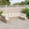 vidaXL Set Divano da Giardino con cuscino 10 pcs Beige Poly Rattan