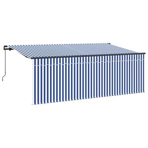 vidaXL Tenda Retrattile Blu e Bianco 400 x 200 cm