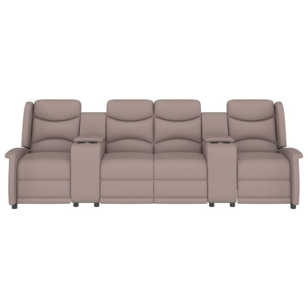 vidaXL Divano Massaggio Reclinabile 4 Posti con Portabicchieri Tortora