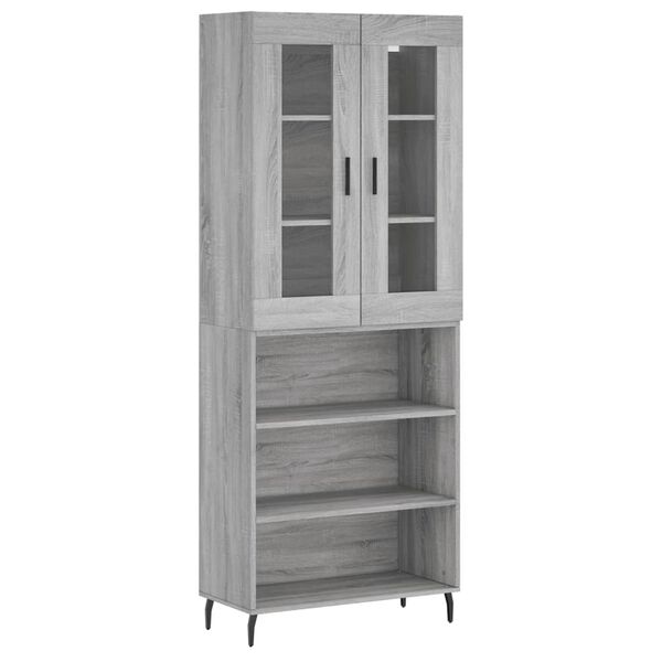 vidaXL Credenza Grigio Sonoma 69,5x34x180 cm in Legno Multistrato