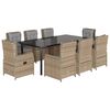 vidaXL Set da Pranzo da Giardino 9 pz con Cuscini Beige in Polyrattan