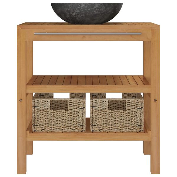 vidaXL Armadietto da Bagno in Legno di Teak con Lavabo in Marmo Nero