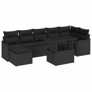 vidaXL Set Divano da Giardino con cuscino 8 pcs Nero Poly Rattan