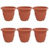vidaXL Vaso Rotondo per Fiori 6 pcs Rosso Mattone &Oslash; 26 x 21.5 cm