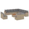 vidaXL Set Divano da Giardino 14 pz con Cuscini Beige Misto Polyrattan