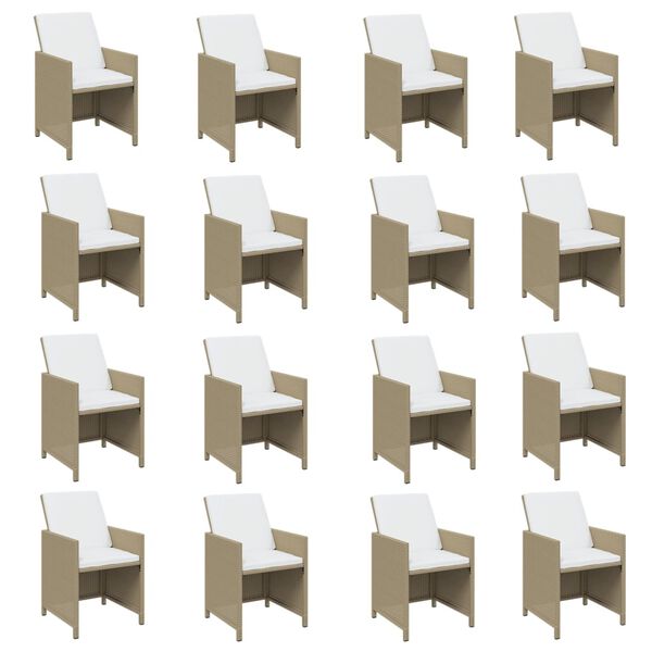 vidaXL Set da Pranzo da Giardino 17 pz con Cuscini Beige in Polyrattan