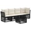 vidaXL Set Divano da Giardino 5 pz Nero polyrattan