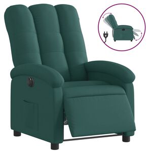 vidaXL Poltrona Elettrica Reclinabile Verde Scuro in Tessuto