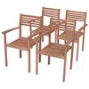 vidaXL Sedie da Giardino 4 pz con Cuscini Blu Massello di Teak