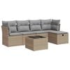 vidaXL Set Divano da Giardino 6 pz con Cuscini Beige in Polyrattan