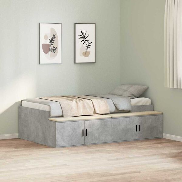 vidaXL Struttura del letto con cassetto Grigio cemento 100 x 200 cm