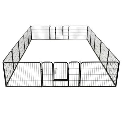 vidaXL Box per Cani con 16 Pannelli in Acciaio 60x80 cm Nero