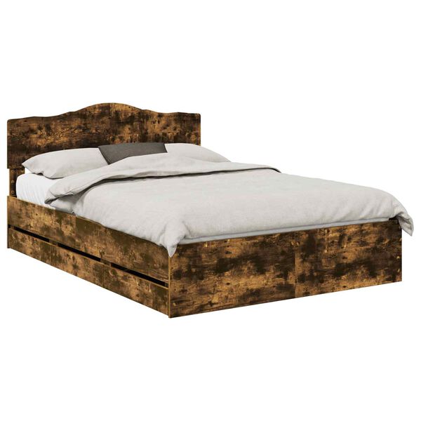 vidaXL Struttura del letto con cassetto Rovere fum&eacute; 140 x 200 cm