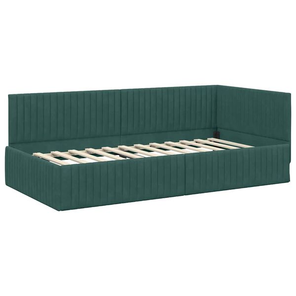 vidaXL Cornice del letto ad angolo Verde Scuro 100 cm x 200 cm Velluto