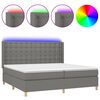 vidaXL Letto a Molle Materasso e LED Grigio Scuro 200x200cm in Tessuto
