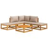 vidaXL Set Salotto da Giardino 6pz con Cuscini Tortora Legno Massello