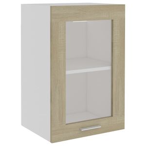 vidaXL Mobile Pensile con Vetro &ldquo;Lyon&rdquo; Rovere Sonoma 40x31x60 cm