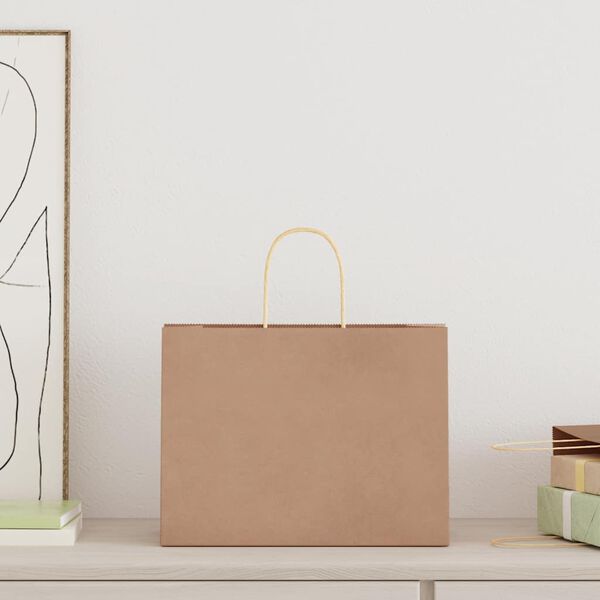 vidaXL Sacchetti di Carta 50 pz con Manici Marrone 32x17x25 cm