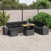 vidaXL Set Divani da Giardino 9 pz con Cuscini Nero in Polyrattan