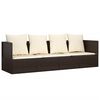 vidaXL Lettino Prendisole da Esterno con Cuscini Marrone in Polyrattan