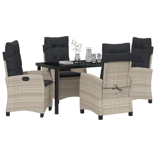 vidaXL Set da Pranzo per Giardino 5 pcs Grigio chiaro polyrattan