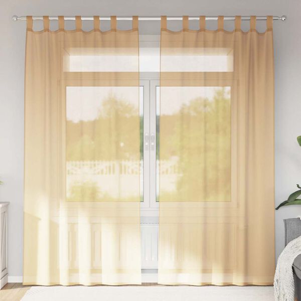 vidaXL Tende in Voile con Passanti 2 pz Sabbia 140x225 cm