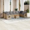 vidaXL Set Divano da Giardino 11 pz con Cuscini Beige Misto Polyrattan