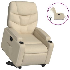 vidaXL Poltrona Alzapersona Reclinabile Elettrica Crema in Tessuto