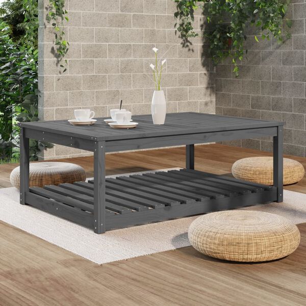 vidaXL Tavolo da Giardino Grigio 121x82,5x45 cm Legno Massello di Pino