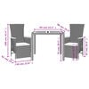 vidaXL Set da Pranzo da Giardino 3 pz con Cuscini Nero in Polyrattan