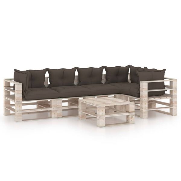 vidaXL Set Divani da Giardino Pallet 6 pz con Cuscini in Legno di Pino