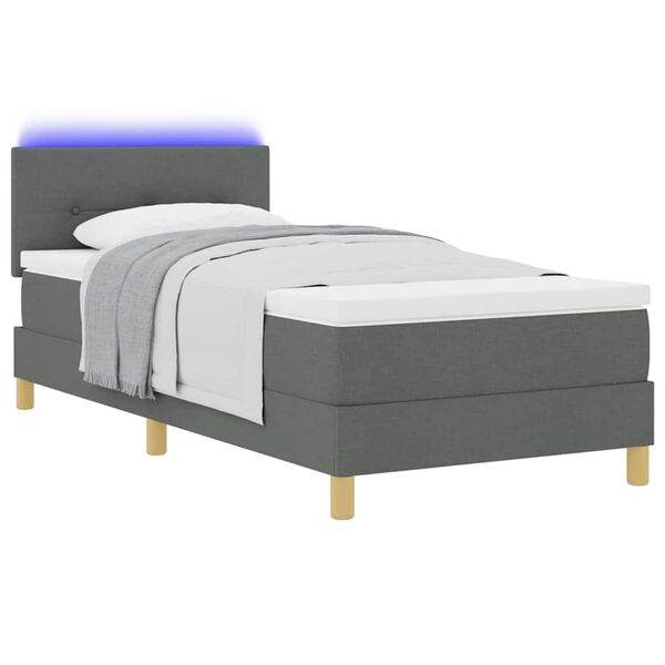 vidaXL Letto a Sorgente LED Grigio scuro 80 x 200 cm Tessuto