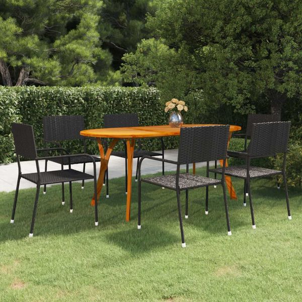 vidaXL Set Mobili da Pranzo per Giardino 7 pz Nero