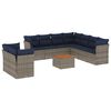 vidaXL Set Divani da Giardino 10 pz con Cuscini in Polyrattan Grigio