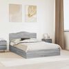 vidaXL Letto con Contenitore con testiera Grigio Sonoma 140 x 200 cm