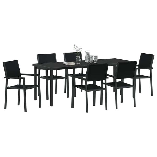 vidaXL Set da Pranzo per Giardino 7 pcs Nero